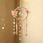 Artilady Dream Catcher for Girls - Pink Butterfly Small Moon Dream Catchers with Crystals Cute Room Decor for Teen Girls Boys Boho Bedroom Wall Home Decorations Birthday Christmas Kids Gifts