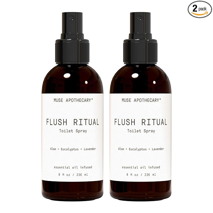 Muse Apothecary Flush Ritual - Aromatic & Refreshing Toilet Spray, Use Before You Go, 8 oz, Infused with Natural Essential Oils - Aloe + Eucalyptus + Lavender, 2 Pack