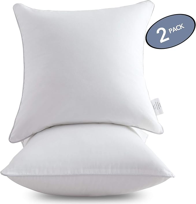 Leeden 22 x 22 Pillow Inserts (Set of 2) - Throw Pillow Inserts with 100% Cotton Cover - 22 Inch Square Decorative Pillows for Sofa, Couch, Bed and Home Decor