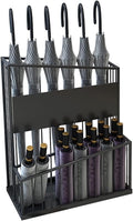 2-Tier Metal Umbrella Stand, Large-Capacity Commercial Umbrella Holder, Anti-Odor, Stable Base, Black Iron