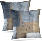 Dark Blue Abstract Art Artwork Pillow Cover, Gallery Modern Decorative Throw Pillows Cushion Cover for Bedroom Sofa Living Room 20 x 20 Inch Set of 2