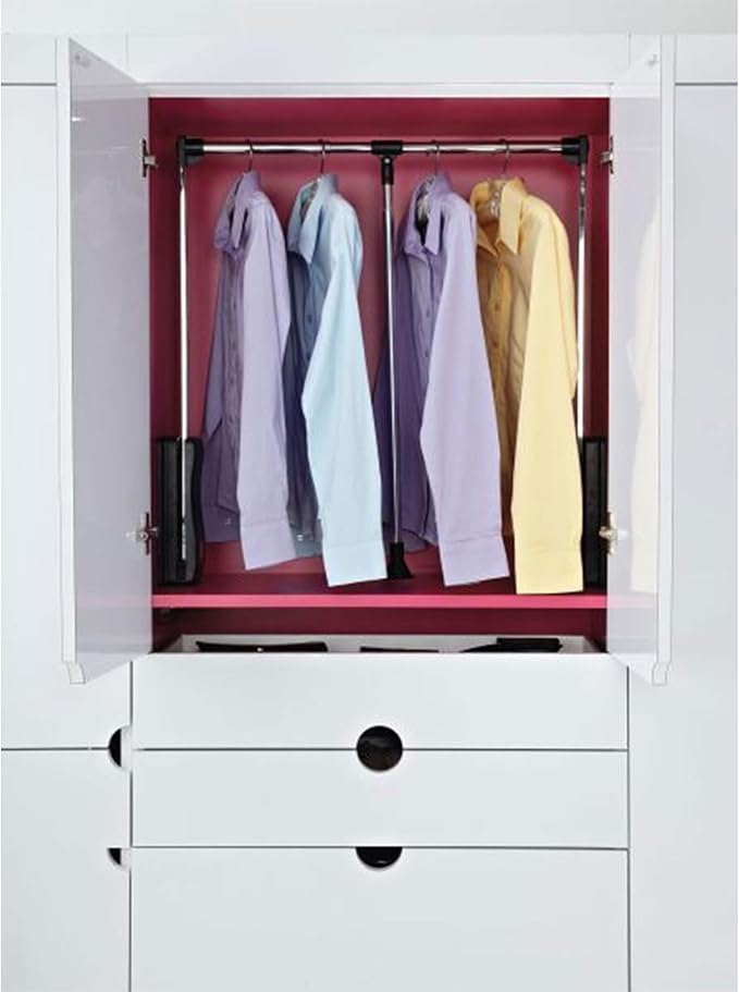 Rev-A-Shelf 26"-35" Pull Down Adjustable Side Mounted Closet Rod for Kitchen/ Bathroom Cabinets with Telescoping Handle & Hardware, Chrome, CPDR-2635