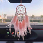 Car Dream Catcher for Rearview Mirror Accessories, Car Mirror Hanging Accessorie, Car Charms Ornament Lucky Ornament Pendant Car Interior Accessorie (Pink)