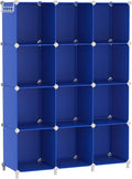 AWTATOS Cube Storage Organizer, 12 Cube Closet Organizers and Storage Shelves, DIY Stackable Bookshelf for Bedroom, Home, Admiral Blue