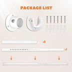 Closet Rod 50-99 Inches, Adjustable Heavy Duty Metal White Closet Rods for Hanging Clothes 1.3 Inches Diameter for Wardrobes Laundry