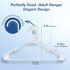 HOUSE DAY Plastic Hangers 16 Pack - Adult Clothes Hangers White - Space Saving, Non-Slip, Durable & Sturdy Hanger with Shoulder Grooves for Closet, Perfect Slim Coat Hanger - Ganchos para Colgar Ropa