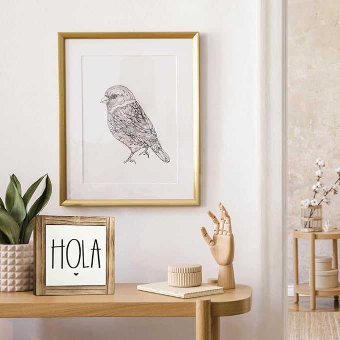 Hola Wooden Box Signs, Spanish Hello Signs for Front Door Decor, Farmhouse Desk Sign Decor, Home Office Decors, Tabletop Decors for Cafe Shop Classroom, Housewarming Decoration, 5.9×5.9 inches