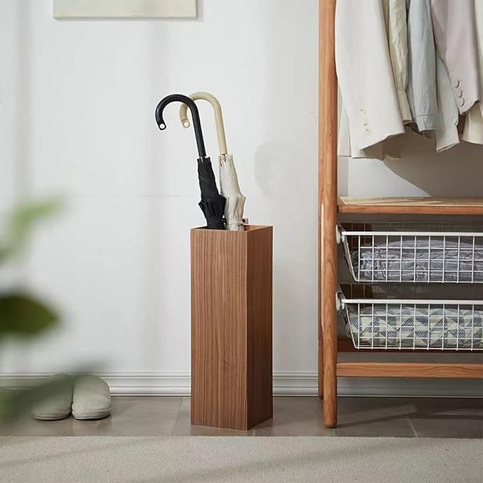 Square Umbrella Holder, Umbrella Stand Rack, Umbrella Bucket with Drip Tray, Natural Wood Grain, Free Standing Umbrella Holder Entryway Umbrella Holder Rack Organizer (Color : Willow)