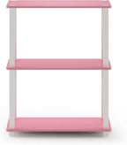 Furinno TURN-S-TUBE Storage Shelves, 3-Tier Book Shelf, Corner Shelf, Toolless Open Shelves, for Organization and Storage, Living Room, Garage, Home Office, Pink