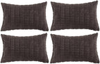 Fancy Homi 4 Packs Decorative Throw Pillow Covers for Living Room Couch Bed, Modern Farmhouse Boho Home Décor Accent Cushion Case, 20" x 12", Dark Brown