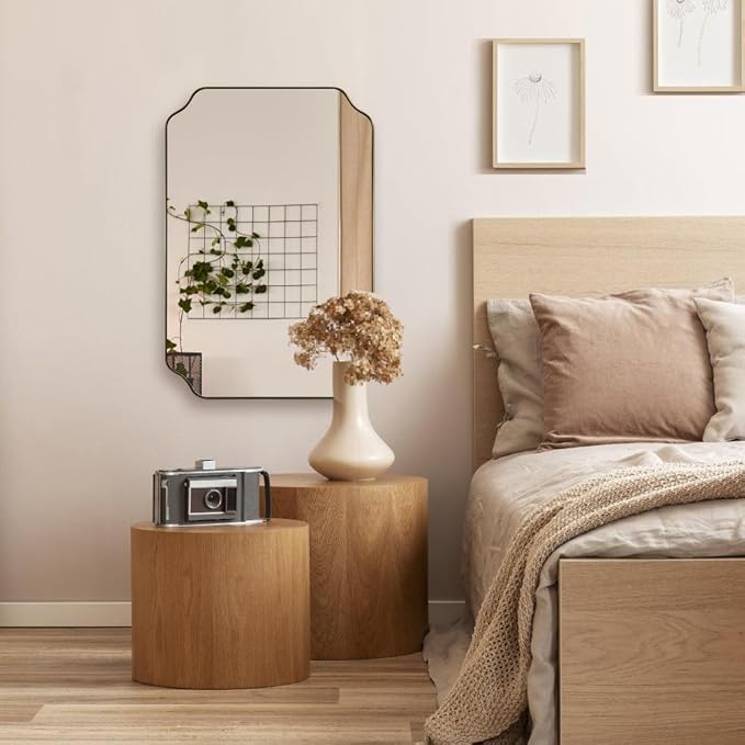ANDY STAR Brushed Gold Mirror, 22"x30" Bathroom Vanity Mirror, Rounded Rectangle Bathroom Mirror with Rust-Proof Stainless Steel 1" Frame, Wall Mounts Horizontally or Vertically
