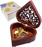 Pursuestar Swan Lake Music Box, Heart Shaped Vintage Hollow Out Wood Mechanism Wind Up Musical Box Gifts for Birthday Christmas Mother's Day Valentine's Day