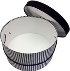 Sarah's Hat Boxes Classic Houndstooth Hat Box – 16.75" x 8.5" (Dia. x Ht.) Handmade in USA – Odorless Non-Toxic Adhesive, Cording Handle – Premium Storage for Hats & Accessories