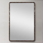 ANDY STAR Hand-Forged Bronze Bathroom Mirrors for Wall, 22x30 Inch Vintage Solid Steel Metal Frame Bathroom Vanity Mirror, Antique Rounded Rectangle Wall Mirror, Hangs Horizontally or Vertically