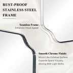 ANDY STAR 24"x24" Chrome Mirror, Polished Nickel Square Mirror for Wall, Scalloped Bathroom Mirror in Anti-Rust Stainless Steel Frame, Unique Notched Corner Designed Ideal for Home Remodel