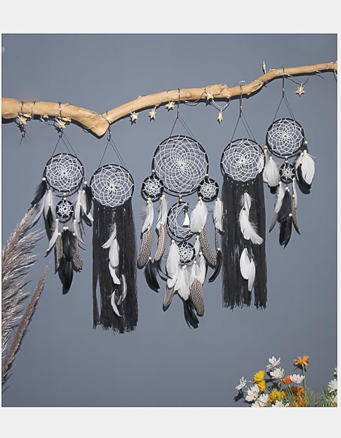 5 Pack Bohemian Ornaments,Dreamcatcher Gift Boho Native American Decor, Handmade Dreamcatcher for Girls, Boys, Adults, Kids Room,Witchy Gifts (Purple)