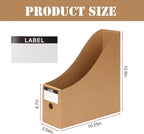 24 Pcs Cardboard Magazine File Holders, Bulk Kraft Paper Magazine Book Bin Box with Label Sticker, Paper Organizer Storage Folder for School Classroom Office Library Home Supplies Desk Shelve