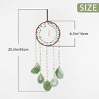 Green Aventurine Gemstone Agate Large Dream Catcher Chakra Dream Catcher with Crystals Handmade Dreamcatcher Wall Decor for Adults Boys Girls Bedroom Garden Bless Gift