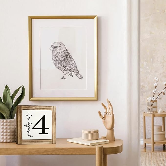 Party of 4 Signs, Family Signs Decor, Box Sign Wood Desk Sign Decor, Farmhouse Wood Decoration, Home Decor for Living Room, Party Decors Accessories, Decorative Wooden Table Signs, 5.9×5.9 inches