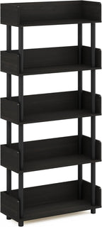 Furinno TURN-N-TUBE 5-Tier Display Shelf, Storage Shelves, Book Shelf, Open Shelves with Rounded Corner Top Edges, for Organization and Storage, Living Room, Home Office, Espresso