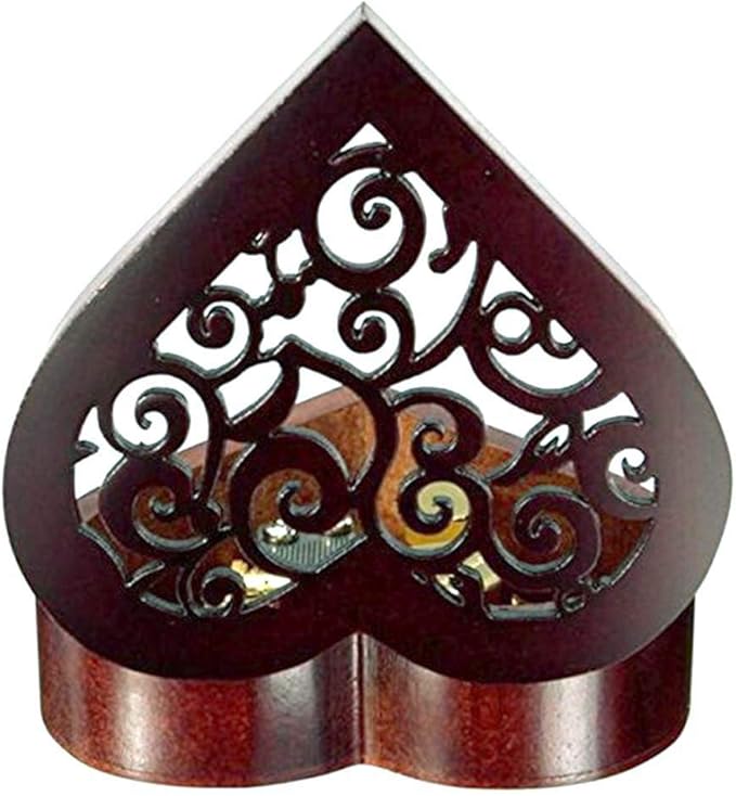 Pursuestar It's a Small World Music Box, Heart Shaped Vintage Hollow Out Wood Mechanism Wind Up Musical Box Gifts for Birthday Christmas Wedding Valentine's Day