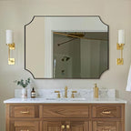 ANDY STAR 30x40 Inch Bathroom Mirror, Brushed Bronze Rectangle Scalloped Mirror, Antique Bronze Mirror with Premium Stainless Steel Metal Frame, Large Wall-Mounted Mirror (Horizontal/Vertical)