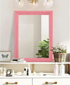 AAZZKANG Rectangle Mirror with Wood Frame Modern Farmhouse Wall Mirrors Decor Large 28"x20" for Bedroom Bathroom Living Room Pink