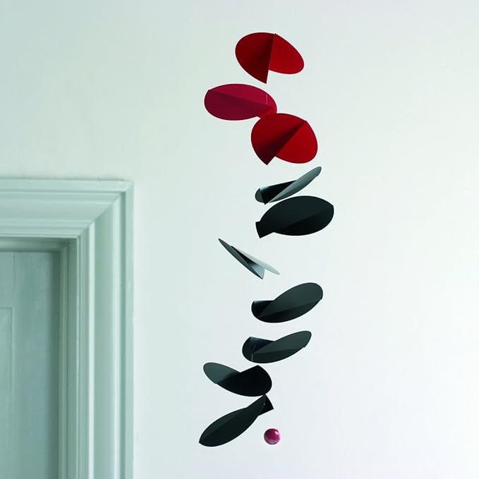 Turning Leaves Black/Red Hanging Mobile - 32 Inches Premium-Grade Cardstock - Handmade in Denmark by Flensted