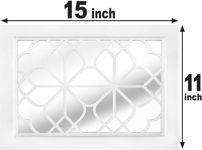 Wocred Set of 2 Rectangular Wall Mirror,Gorgeous Rustic Farmhouse Accent Mirror,White Color Entry Mirror for Bathroom Renovation,Bedrooms,Living Rooms and More(11”x15”)