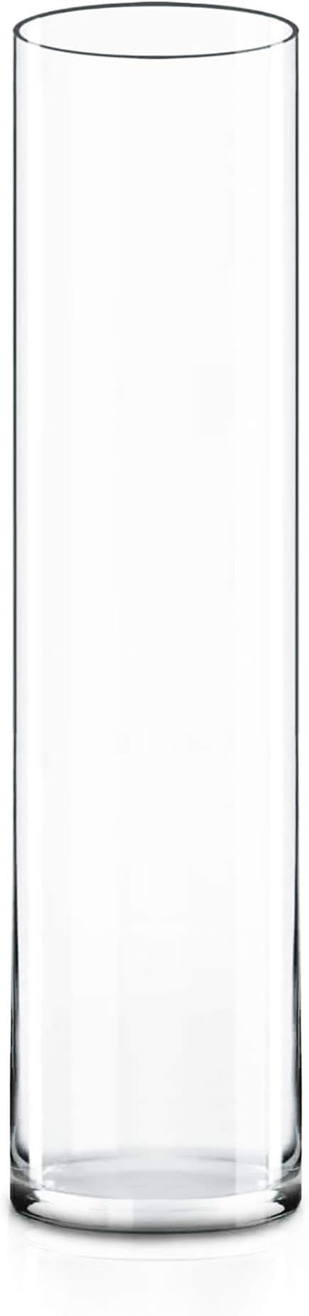 CYS Excel Clear Glass Cylinder Vase (H:20" D:4") | Multiple Size Choices Glass Flower Vase Centerpieces | Hurricane Floating Candle Holder Vase