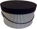 Sarah's Hat Boxes Classic Houndstooth Hat Box – 16.75" x 8.5" (Dia. x Ht.) Handmade in USA – Odorless Non-Toxic Adhesive, Cording Handle – Premium Storage for Hats & Accessories