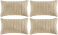 Fancy Homi 4 Packs Decorative Throw Pillow Covers for Living Room Couch Bed, Modern Farmhouse Boho Home Décor Accent Cushion Case, 24" x 14", Tan