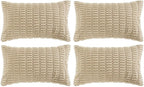 Fancy Homi 4 Packs Decorative Throw Pillow Covers for Living Room Couch Bed, Modern Farmhouse Boho Home Décor Accent Cushion Case, 24" x 14", Tan
