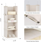 YOUDENOVA Hanging Closet Organizer, 4-Shelf Closet Hanging Storage Shelves, Beige