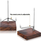 Wenqik 4 Pcs Crystal Display Stand Rock Display Stand Adjustable Metal Arms with Wooden Base Geodes Rock Agate Mineral Easel Holder for Collectibles(3.15 x 3.15 x 4.65 Inch,Silver)
