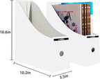 Limitliho 12 Pack White Cardboard Magazine File Holder for Desk, Shelves, Office or Home, Vertical Book Bins for Classroom and Library Use, 10.6'' H×10.2'' L ×3.5''W Folder Organizer Box