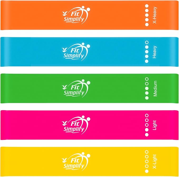 Fit Simplify 10 Inch Resistance Loop Exercise Bands, Set of 5, Assorted Colors