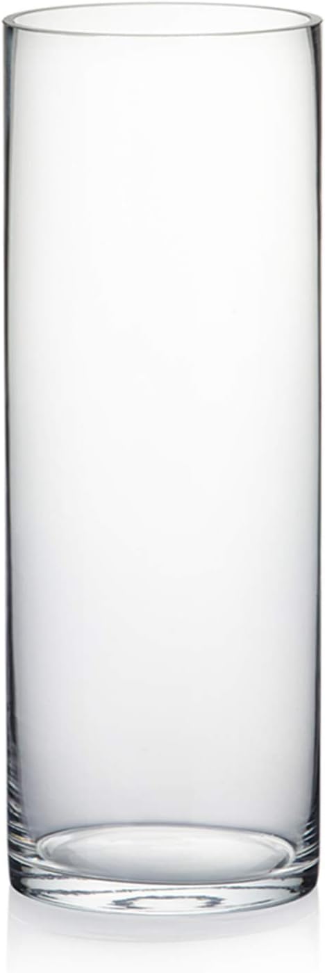 WGV Cylinder Vase, Diameter 5", Height 14", Clear Glass Floral Planter Container, Tall Centerpiece Arrangement for Wedding Party Event Home Office Decor, 1 Piece