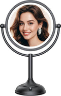 VESAUR Professional 8.5" Lighted Makeup Mirror, 1X/10X Double Sided HD Undistorted Magnifying Mirror with 3 Color 90 Dimmable LED lights, 360° Rotation Vanity Mirror, Unique Black Nickel with Gift Box