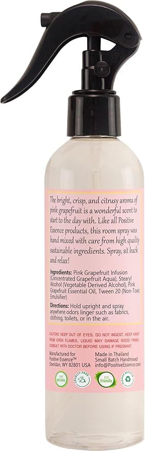 Pink Grapefruit Linen and Room Spray – Natural Air Freshener with Pure Essential Oil, Fresh Citrus Pillow Spray, Bathroom Odor Eliminator, Fabric and Home Fragrance – 8.5 fl oz