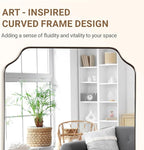 ANDY STAR 36x48 Inch Brushed Nickel Rectangle Mirror, Large Scalloped Bathrom Mirror for Wall, Rounded Notched Corner Designed, Anti-Rust Stainless Steel 1" Frame, Hangs Vertically/Horizontally