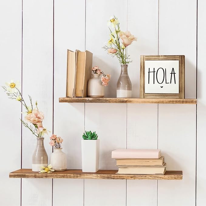 Hola Wooden Box Signs, Spanish Hello Signs for Front Door Decor, Farmhouse Desk Sign Decor, Home Office Decors, Tabletop Decors for Cafe Shop Classroom, Housewarming Decoration, 5.9×5.9 inches