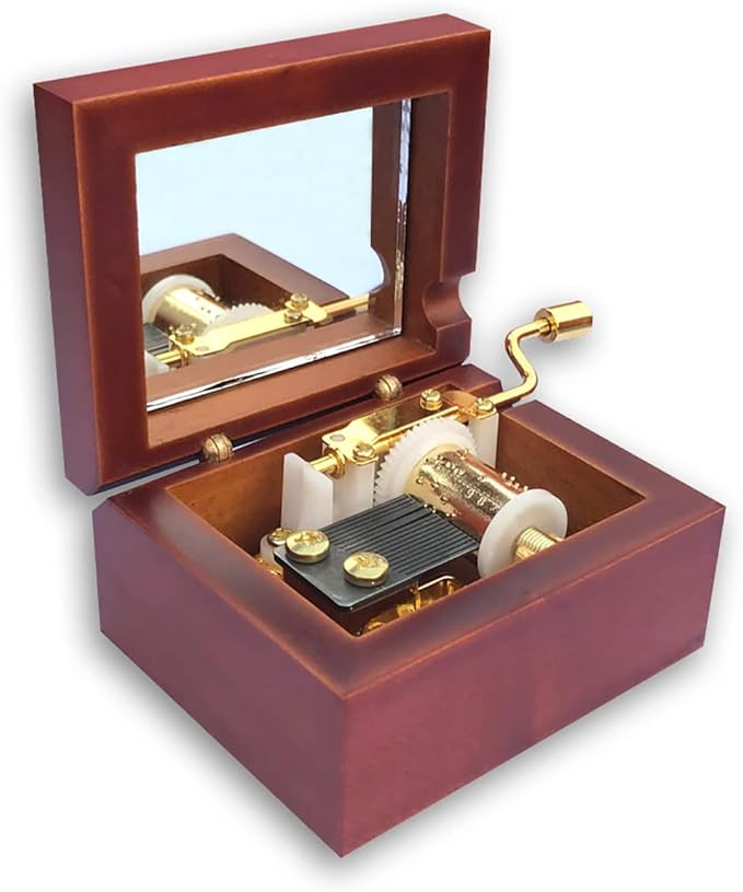 BinkeGG Play (Twinkle Twinkle Little Star) Brown Wooden Hand Crank Music Box with Sankyo Musical Movement (65 Tunes Option)