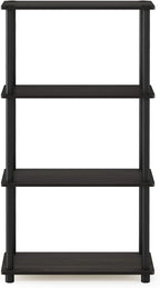 Furinno (99557EX/BK) Turn-N-Tube 4-Tier Multipurpose Shelf Display Rack - Espresso/Black