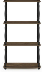 Furinno Turn-N-Tube 4-Tier Multipurpose Shelf Display Rack, Classic Tubes, Columbia Walnut/Black