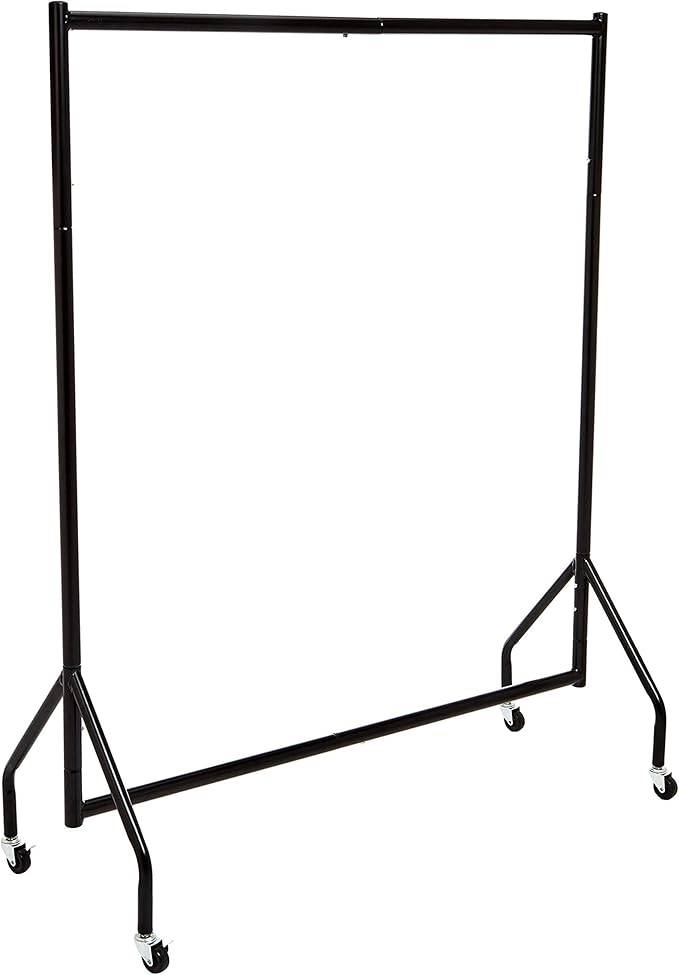 Amazon Basics Heavy Duty Portable Rolling Garment Rack, Hanging Clothes Organizer Rail for Display and Storage, Easy to Assemble, 19 x 60 x 48 inches, Black