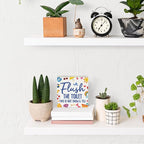 Funny Bathroom Signs Summer Bathroom Decor Flower Summer Decorations Wooden Box Sign for Home Office Farmhouse Table Shelf