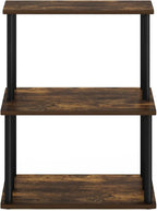 Furinno Turn-N-Tube 3-Tier Toolless Kitchen Storage Shelf, Amber Pine/Black