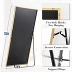 DUMOS Full Length Mirror with Stand 24"x65" Floor Standing Aluminum Frame for Bedroom Body Hanging Leaning Modern Simple Home Decor Shatter-proorf Nano Glass Wall Living Room Cloakroom, Gold