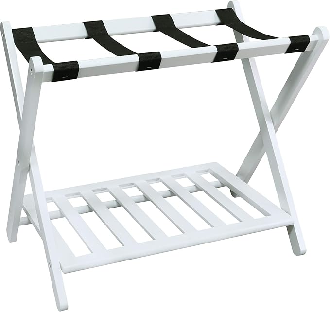 Casual Home Shelf-White Luggage Rack, 26.75" Wide